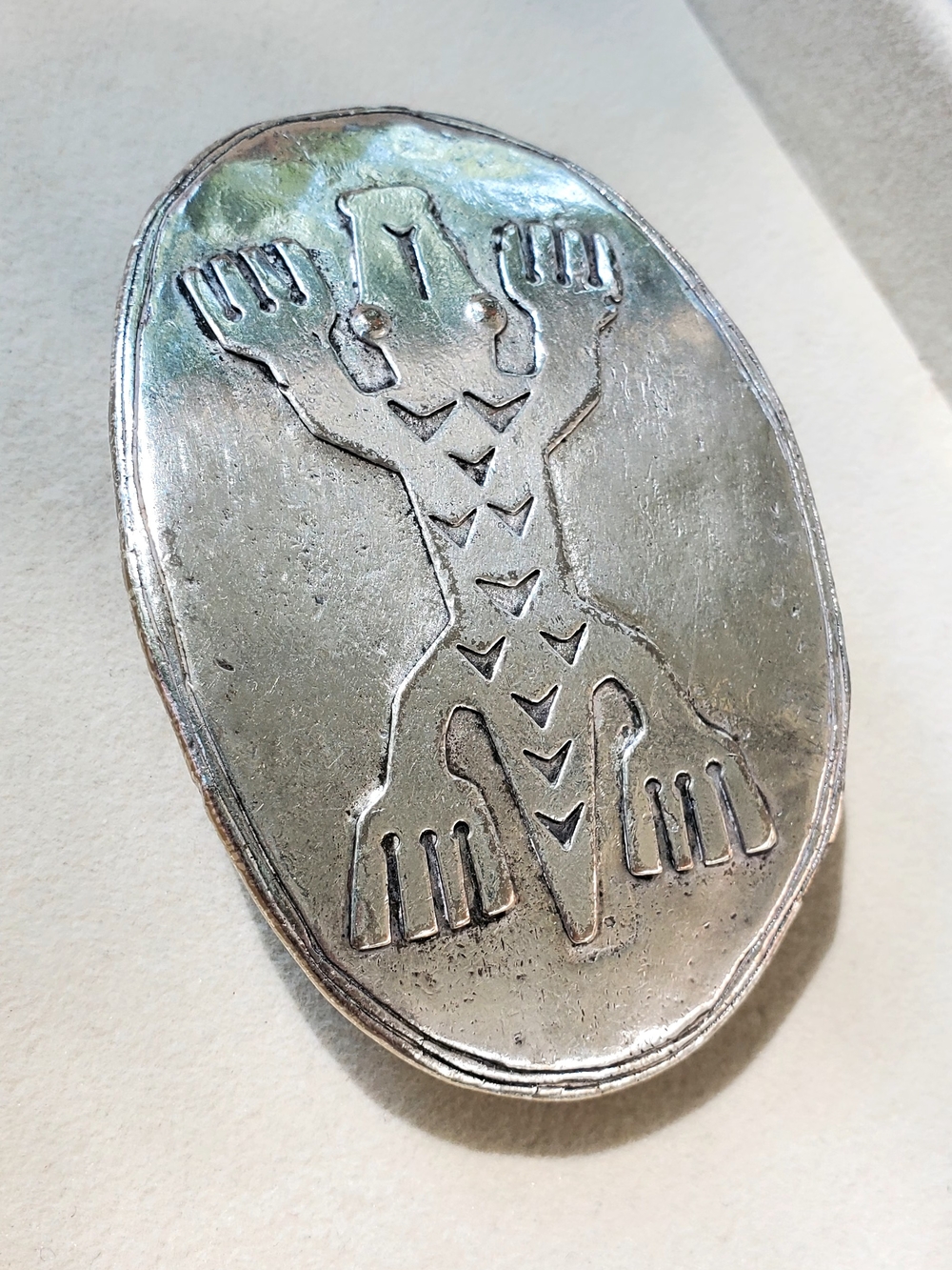Vintage Metal Pointus Paris Lizard Silver Barrette French Designer Hair Clip